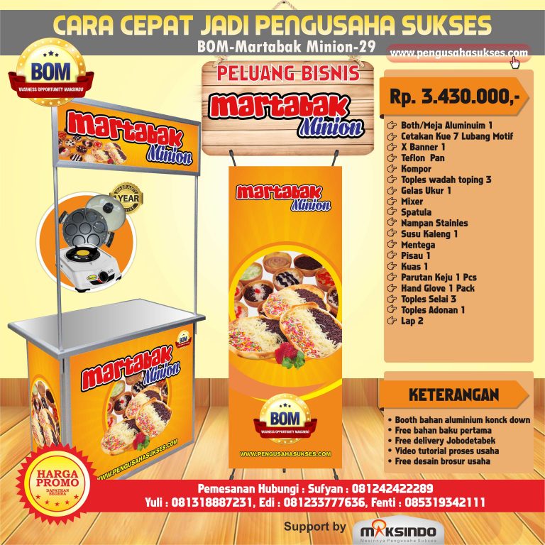 Paket Usaha Martabak Minions Program BOM